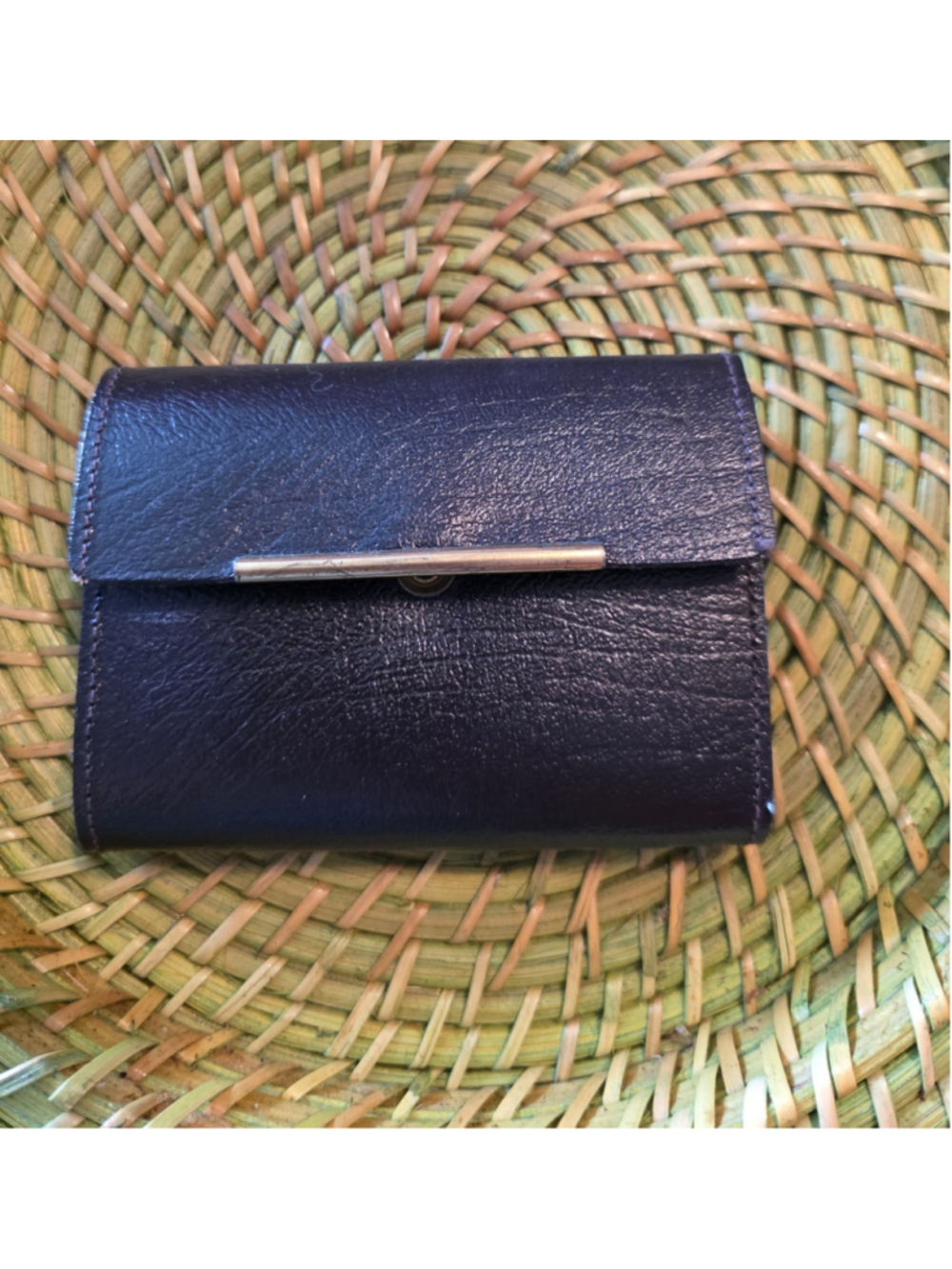 Vintage Wallet Card Case Black Small Cowhide Leather 80s 90s
